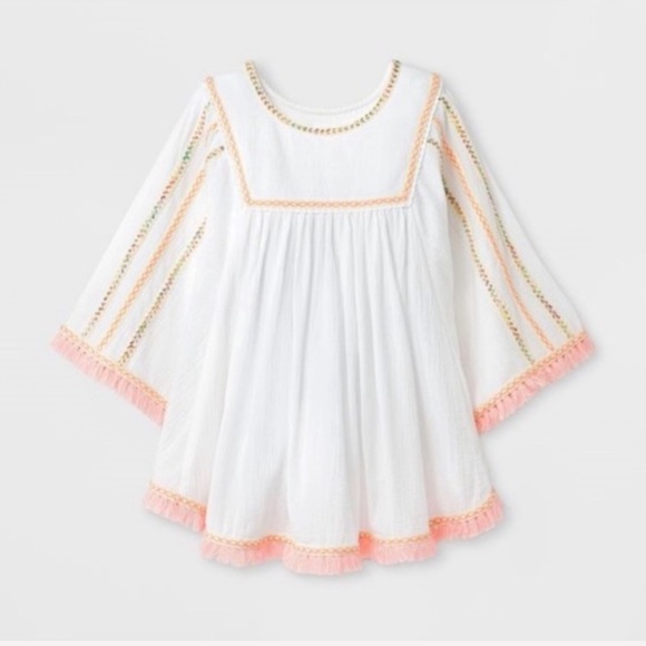 Cat & Jack Boho Ivory White Fringe Top /Sw… - Picture 2 of 5